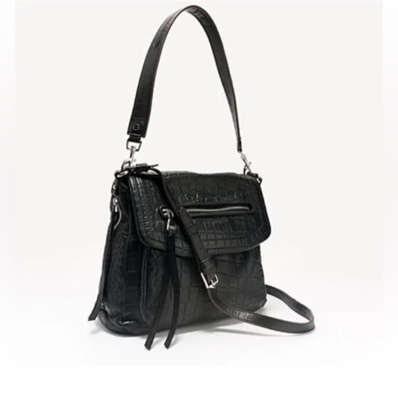 Aimee Kestenberg Handbags - Aimee Kestenberg Leather Shoulder Bag Fifth Avenue Black Croco